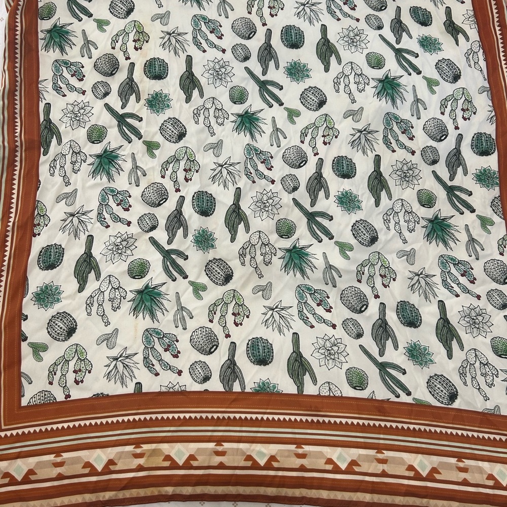 Southwestern Cactus geometric print scarf - Picture 2 of 4